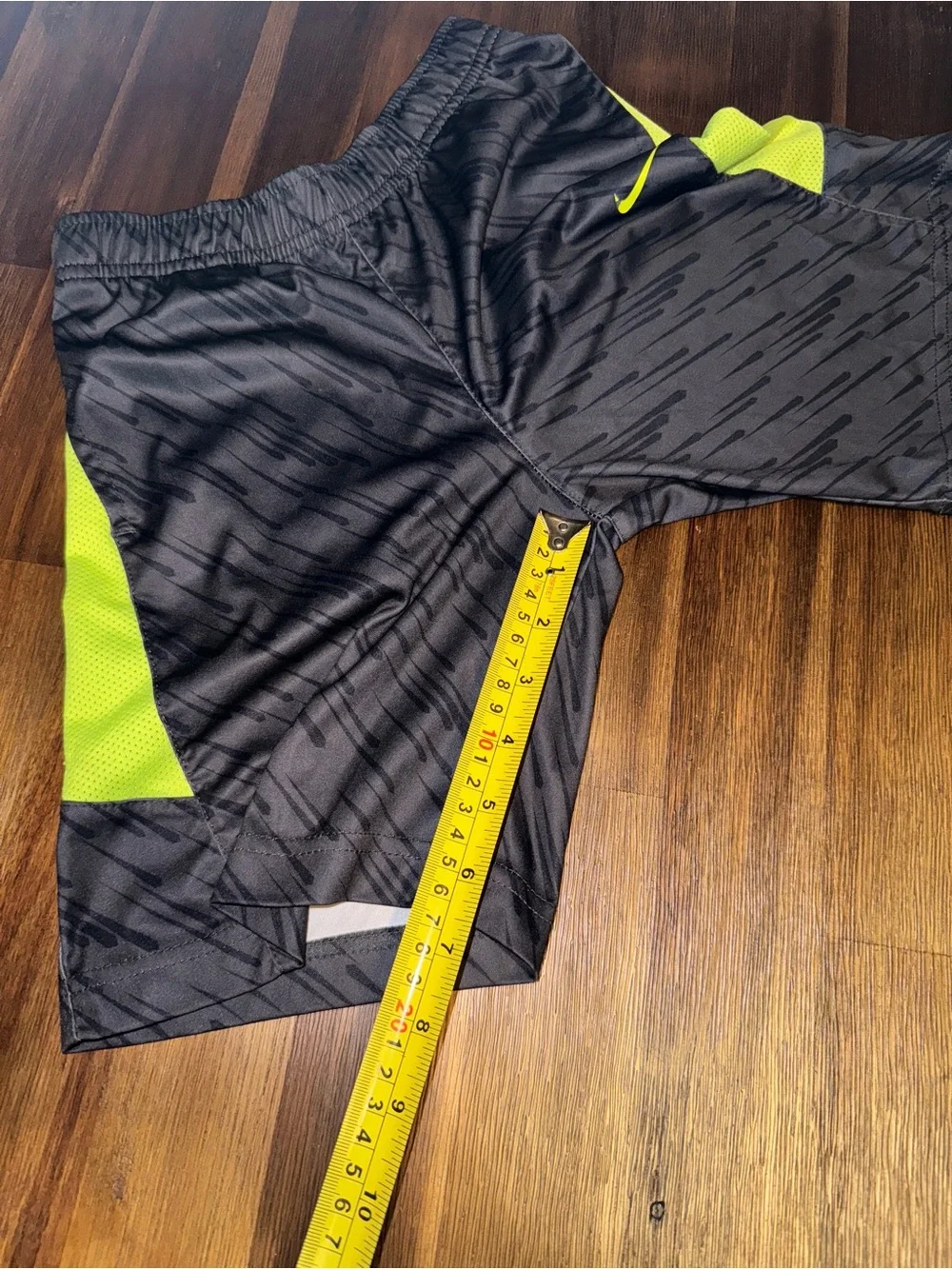 Nike Dri-FIT Boys Athletic Shorts - Gray & Volt Performance Shorts - Size 7